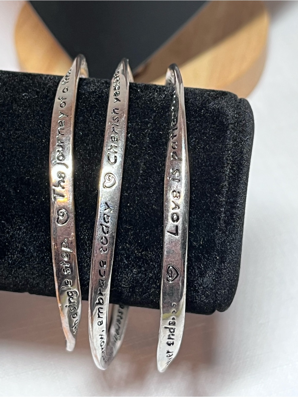 Silver Inspirational Stacking Bangle Bracelet Set